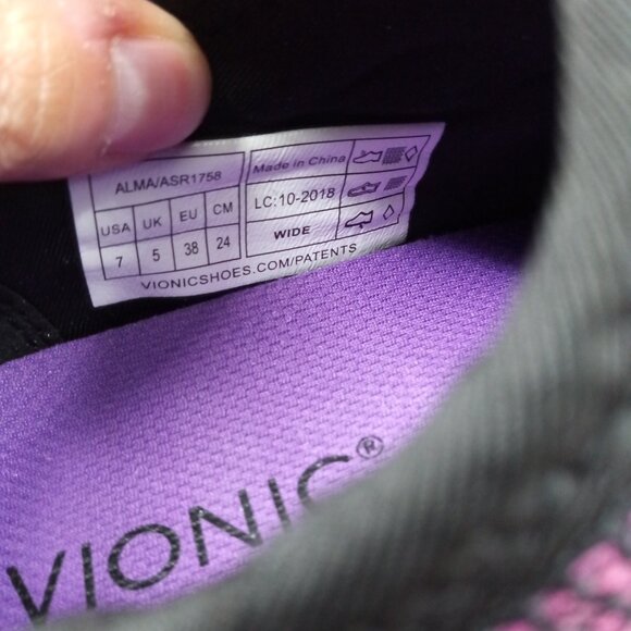 Vionic Alma Mesh Purple Comfort Slip On Lace Up Tennis Shoes Size 7 Wide Walking - Picture 9 of 14